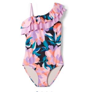 HERMOZA Little Kate One-Piece Swimsuit, Black Floral girls size 4
